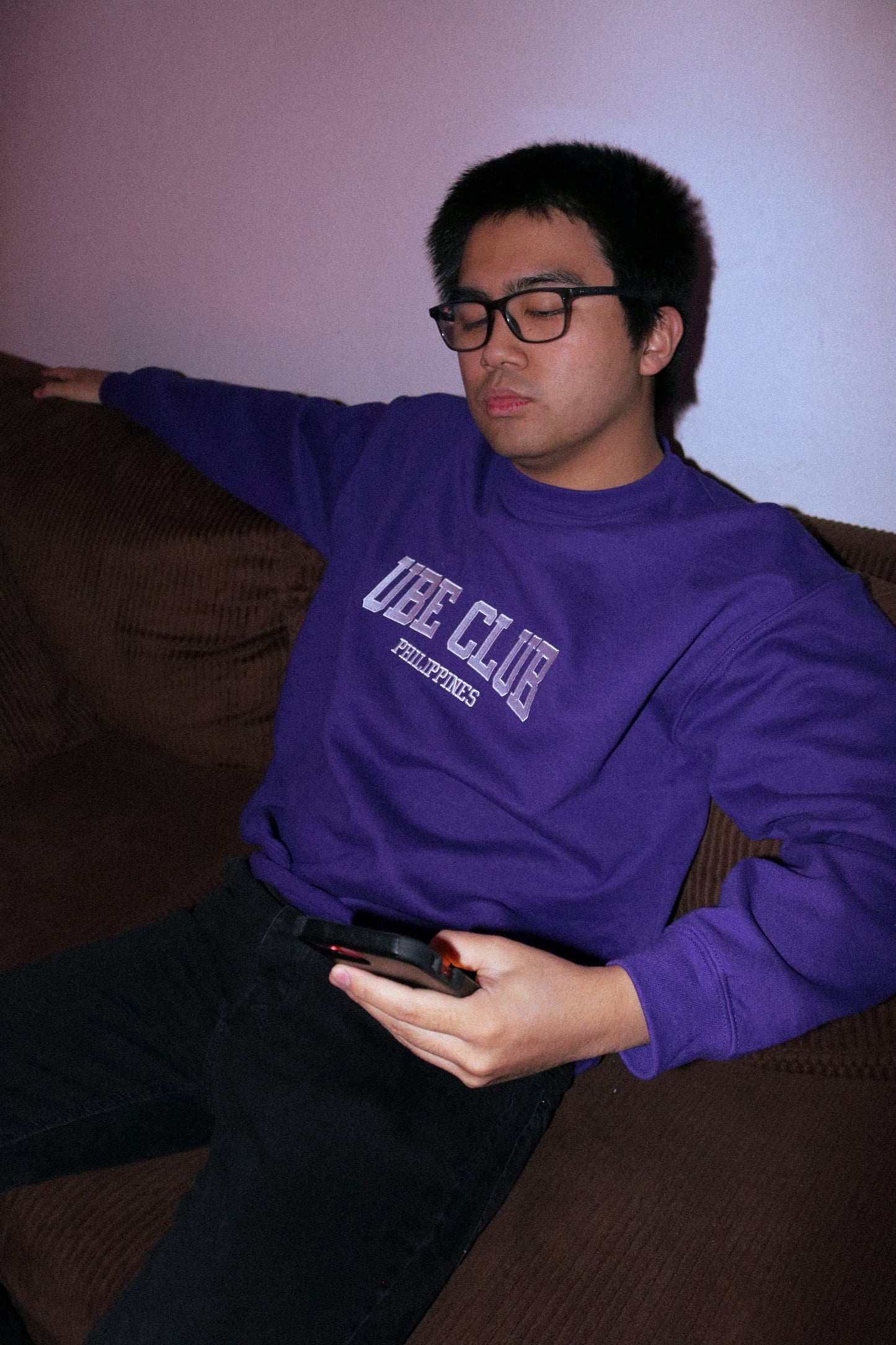 Purple Ube Club Embroidered Crewneck Sweater